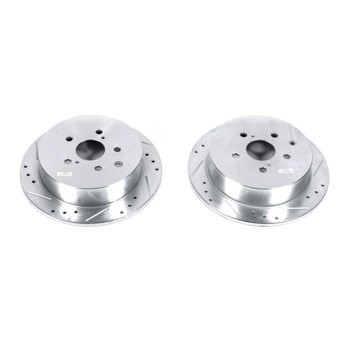 Toyota Lexus - Rear Drilled and Slotted Brake Disc Rotors by PowerStop Evolution (RX350 RX450h Sienna Highlander) (JBR1389XPR)