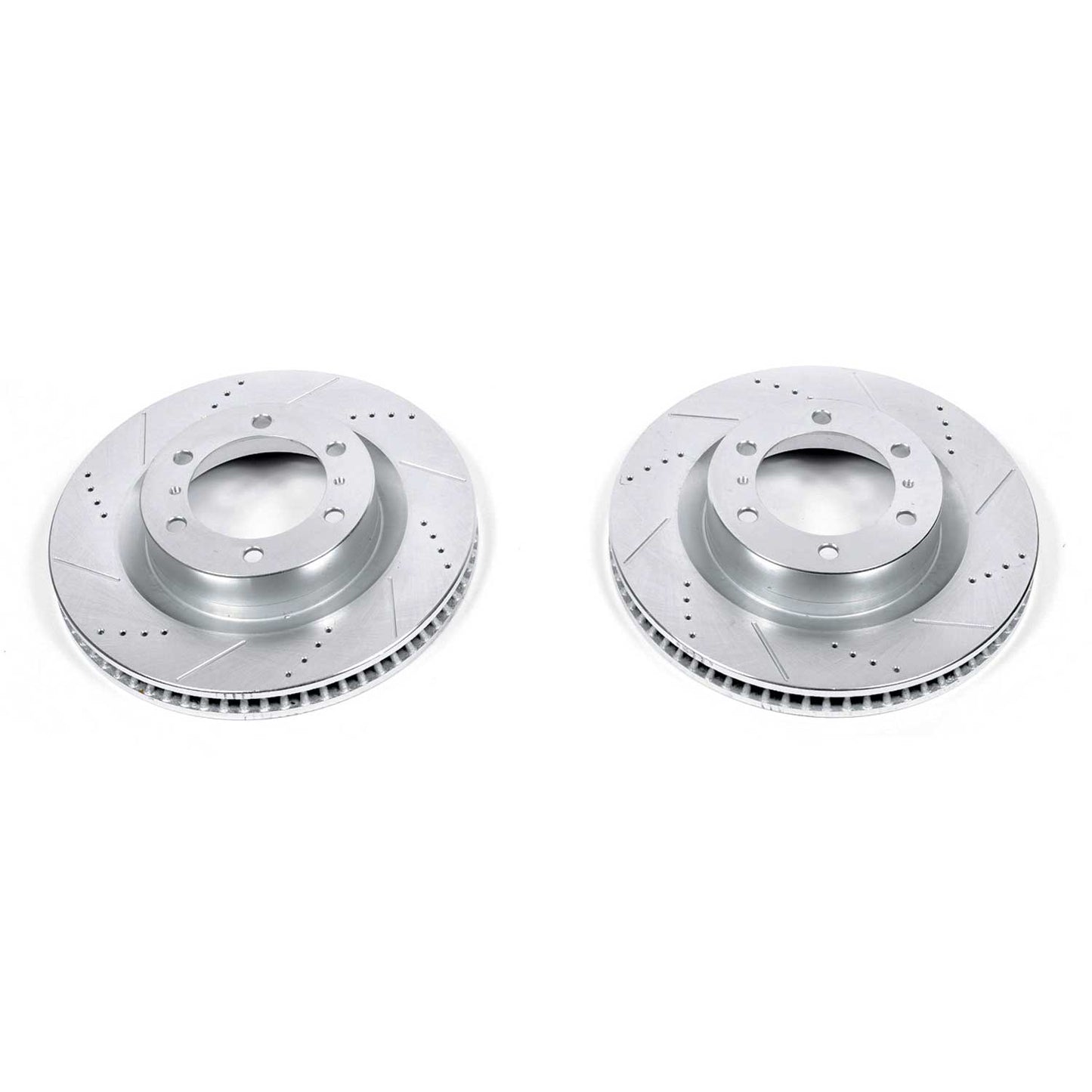 Prado GX460 (2010-2023) Front Drilled and Slotted Brake Disc Rotors by PowerStop Evolution (Toyota 4Runner Lexus) (JBR1395XPR)