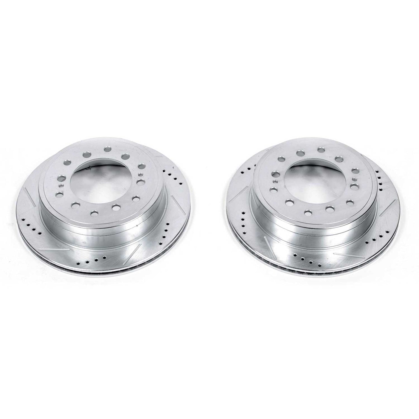 Toyota Lexus (FJ Cruiser Prado 4Runner GX460) Rear Drilled and Slotted Brake Disc Rotors by PowerStop Evolution (JBR1396XPR)