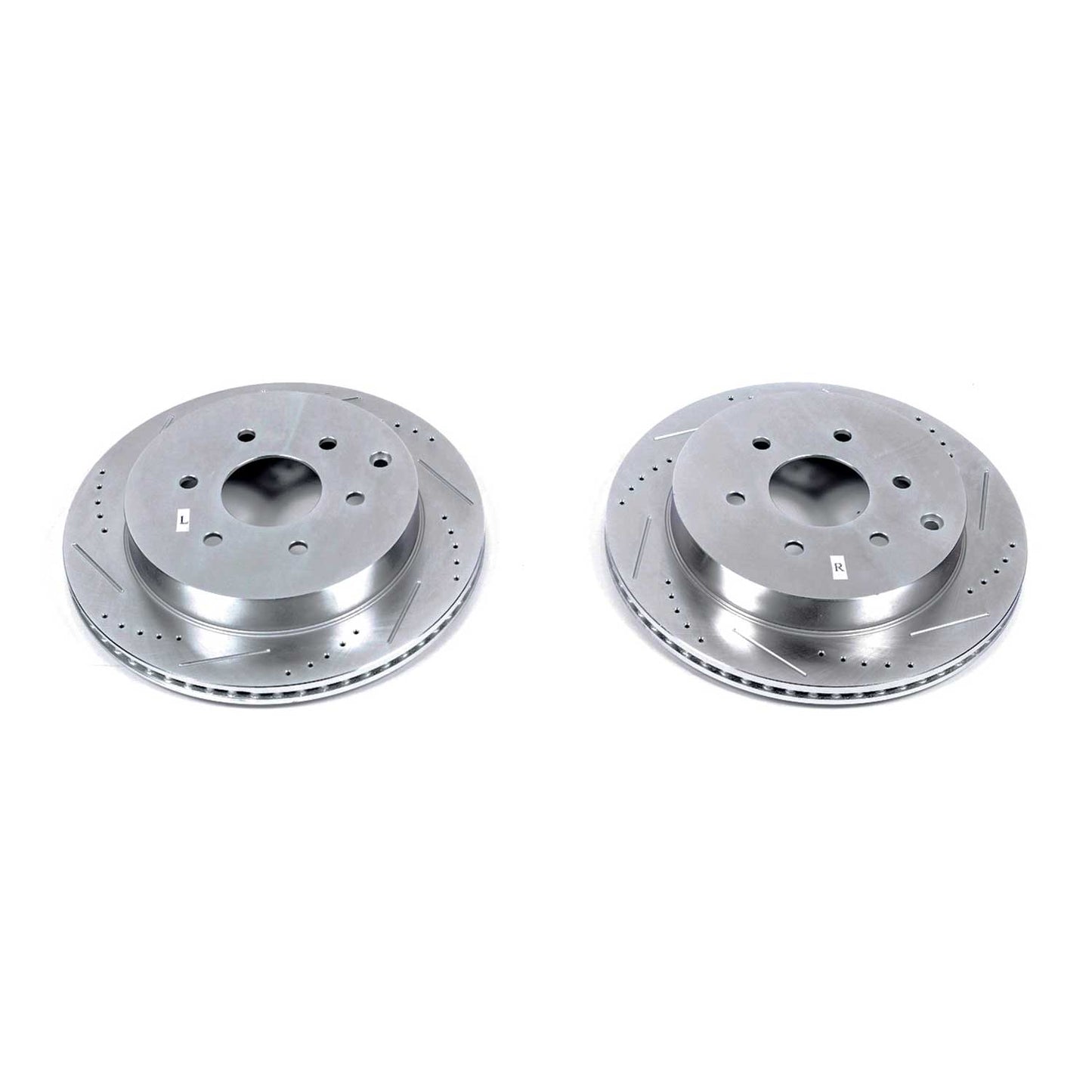 Nissan Patrol Y62 - Rear Drilled and Slotted Brake Disc Rotors by PowerStop Evolution (Armada Infiniti QX56 QX80) (JBR1553XPR)