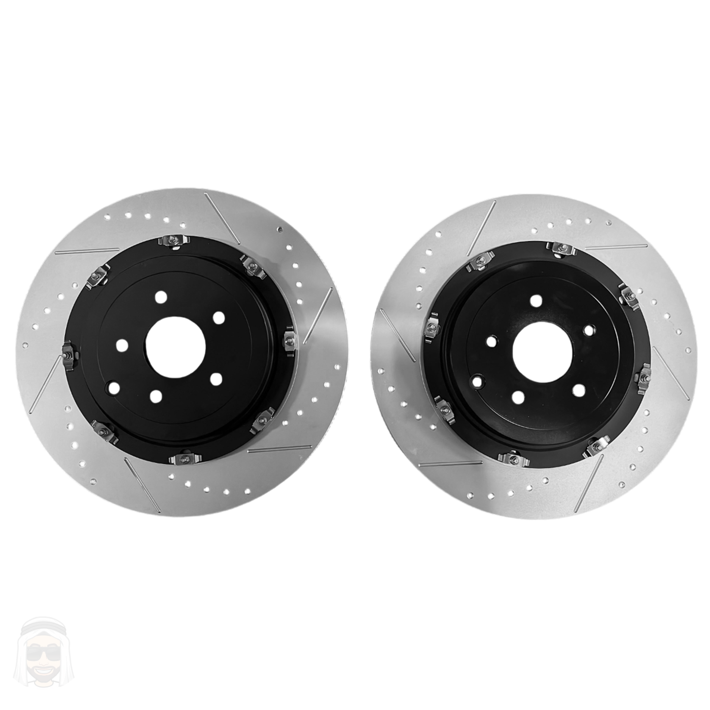 Nissan GTR R35 2-Piece Floating Rear Drilled and Slotted Brake Disc Rotors by PowerStop Track Day (JBR1582)