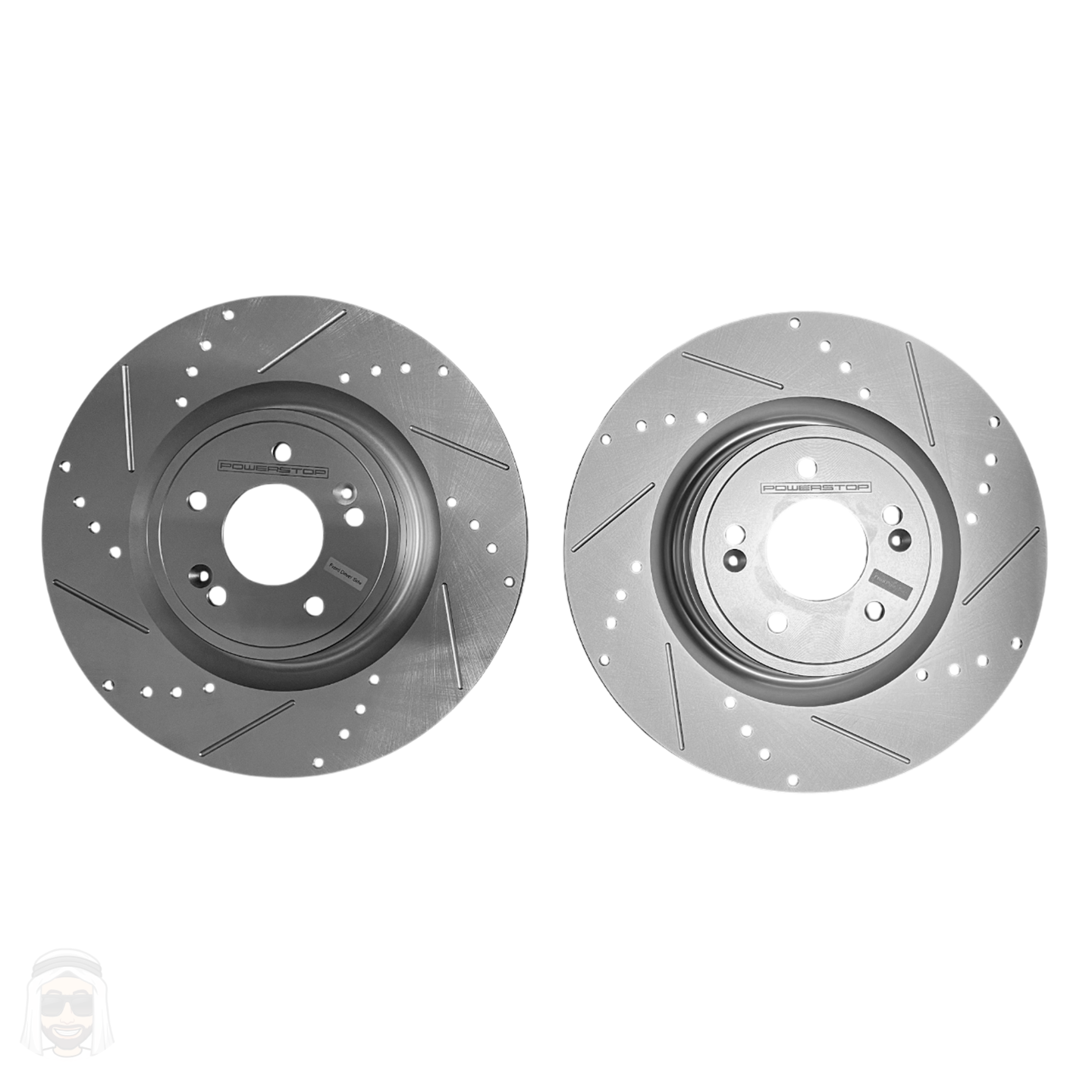Genesis G70 V6 (2019-2022) - Front Drilled and Slotted Brake Disc Rotors by PowerStop Evolution (Hyundai Kia Stinger) (JBR1791XPR)
