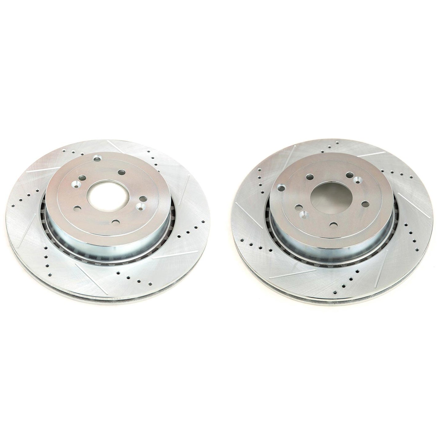 Genesis G70 V6 (2019-2023) - Rear Drilled and Slotted Brake Disc Rotors by PowerStop Evolution (Hyundai Kia Stinger) (JBR1792XPR)