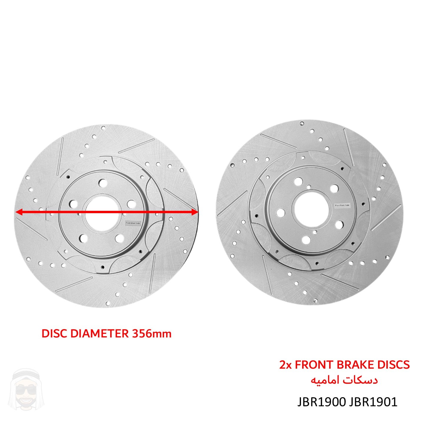 Lexus GS IS RC - 356mm Front Drilled and Slotted Brake Disc Rotors by PowerStop Evolution (GS350 F Sport GS450h GS200t GS300 IS500 RC350 RC200t RC300) (JBR1900 JBR1901)
