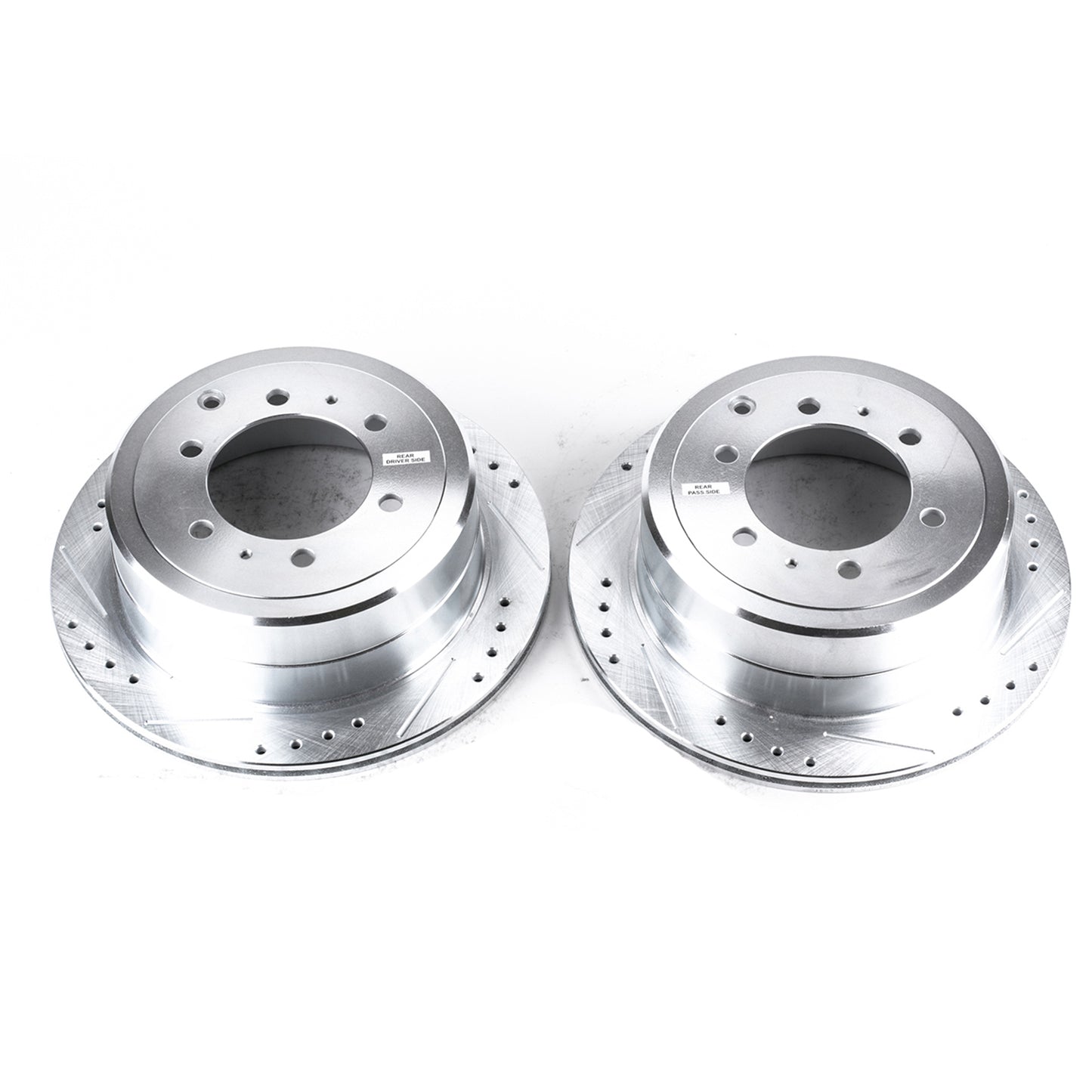 Toyota LC80 and Lexus LX450 - Rear Drilled and Slotted Brake Disc Rotors by PowerStop Evolution (Land Cruiser) (JBR743XPR)