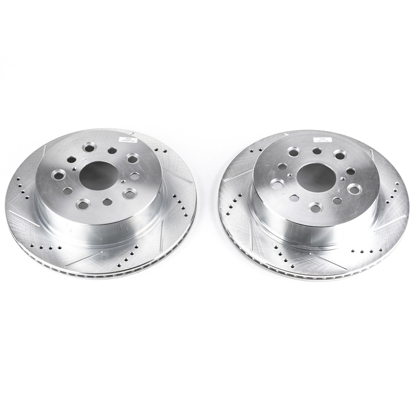 Lexus LS430 - Rear Drilled and Slotted Brake Disc Rotors by PowerStop Evolution (JBR939XPR)