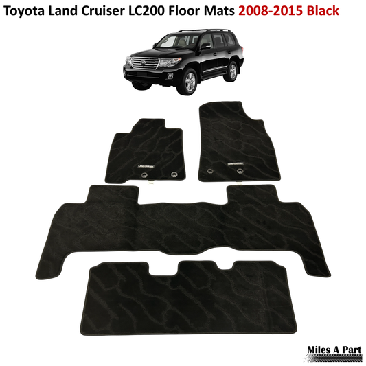 Toyota Land Cruiser 2008-2015 Black Floor Mats with Logo (LC200)