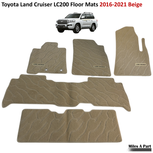 Toyota Land Cruiser 2016-2021 Beige Floor Mats with New Logo (LC200)