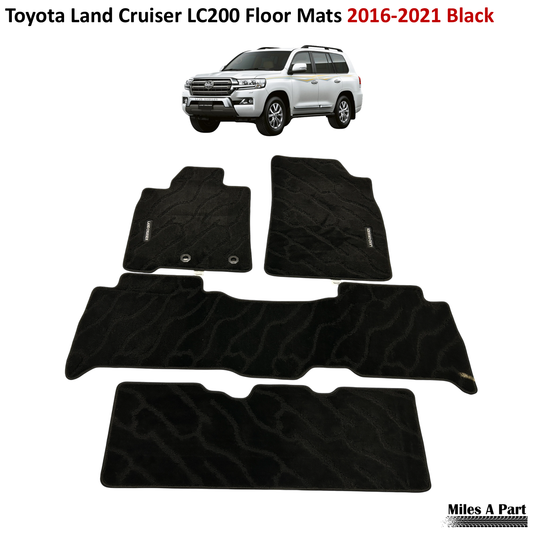 Toyota Land Cruiser 2016-2021 Black Floor Mats with Logo (LC200)