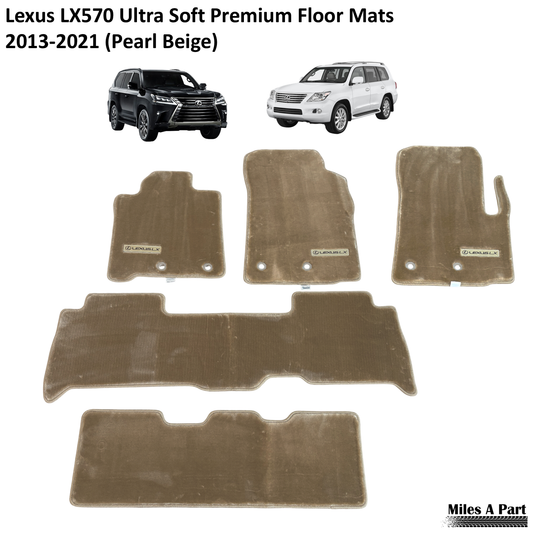 Lexus LX570 2013-2021 Ultra Soft Premium Beige Floor Mats with Logo