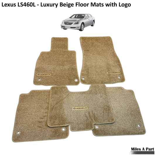 Lexus LS460L (2007 to 2012) Luxury Beige Floor Mats with Logo