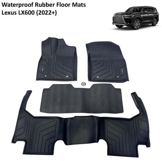 Waterproof Black Rubber Floor Mats - Lexus LX600 Toyota LC300