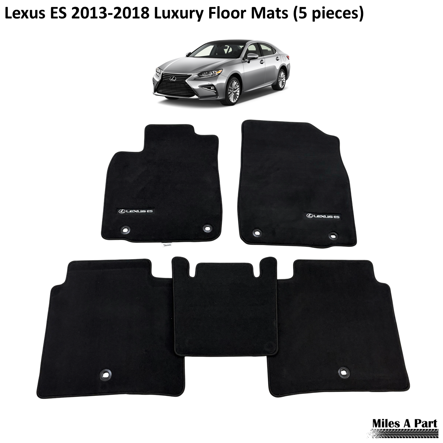 Lexus ES 2013-2018 Luxury Black Floor Mats with Logo (5 pieces)