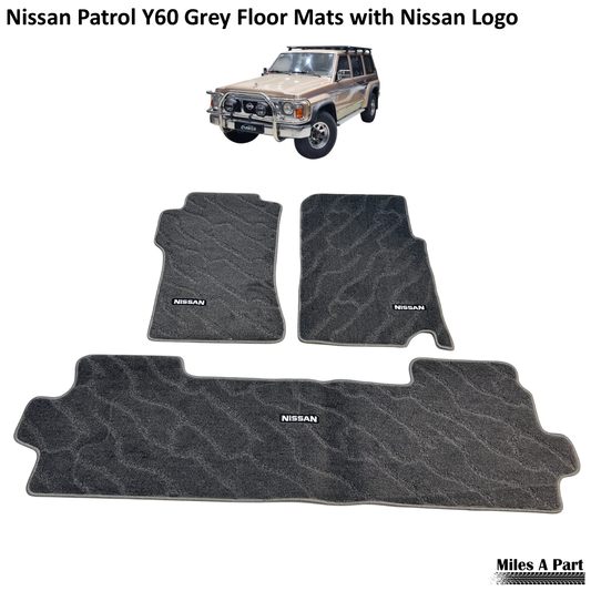Nissan Patrol Y60 Grey Floor Mats with Nissan Logo