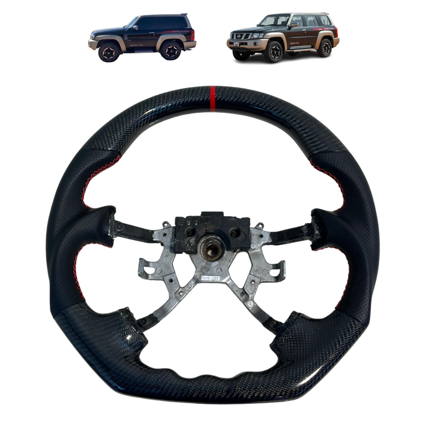 Shiny Carbon Fiber Steering Wheel Nissan Patrol Y61 VTC GU