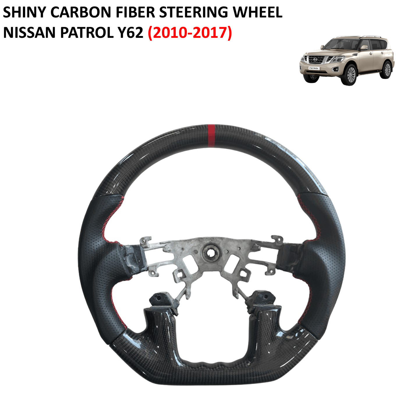 Nissan Patrol Y62 Shiny Carbon Fiber Steering Wheel (2010-2017)