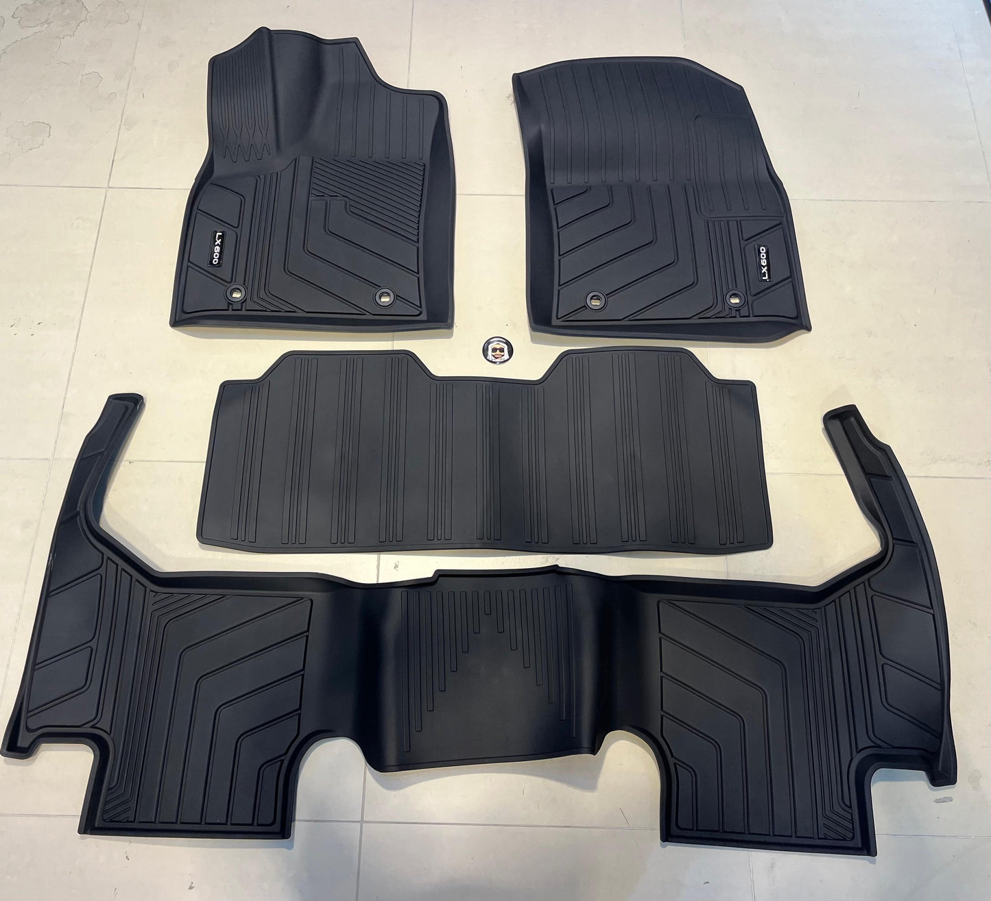 Waterproof Black Rubber Floor Mats - Lexus LX600 Toyota LC300