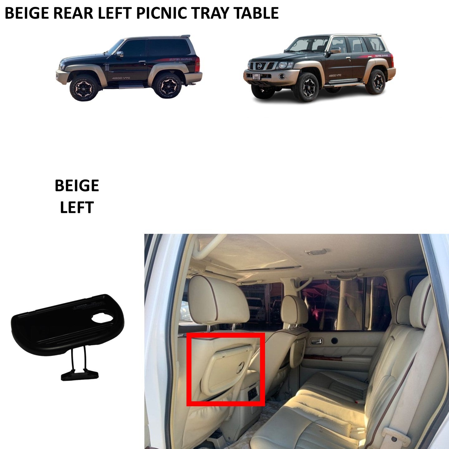 Rear Seat Left Beige Picnic Tray Table - Nissan Patrol Y61 GU VTC