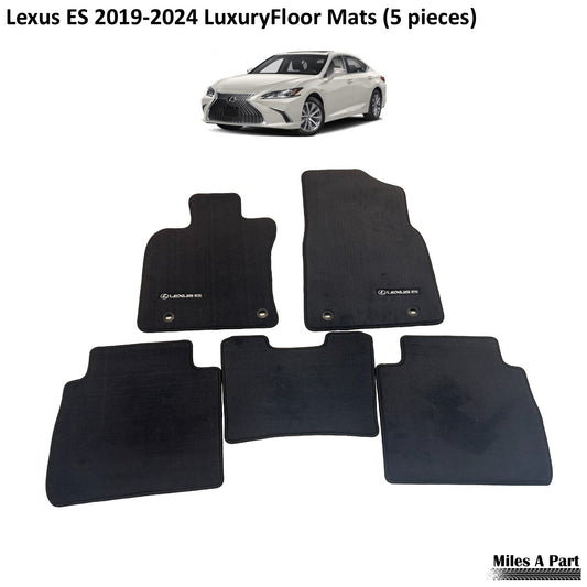 Lexus ES 2019-2024 Luxury Black Floor Mats with Logo (5 pieces)