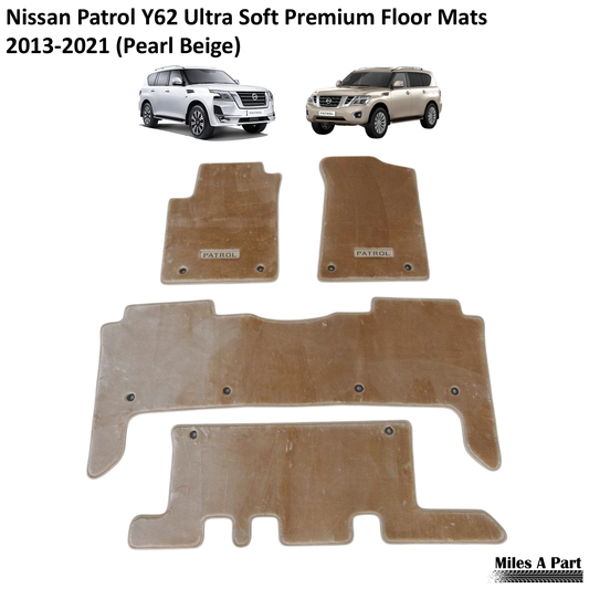 Nissan Patrol Y62 Ultra Soft Premium Beige Floor Mats with Logo