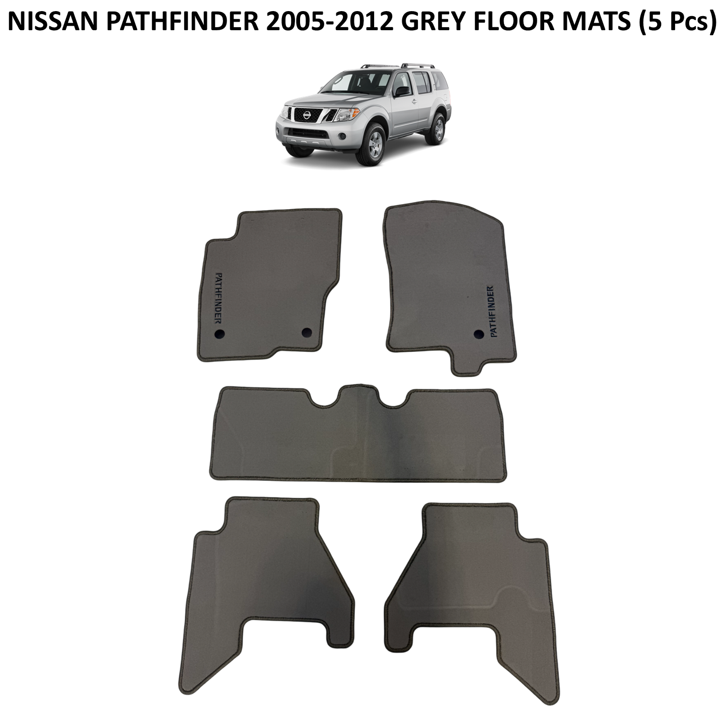 Nissan Pathfinder 2005-2012 Ash Grey Floor Mats with Logo (5 pieces)