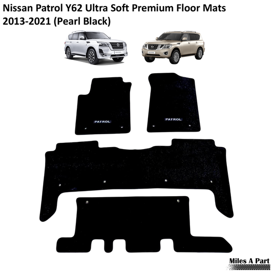 Nissan Patrol Y62 Ultra Soft Premium Black Floor Mats with Logo