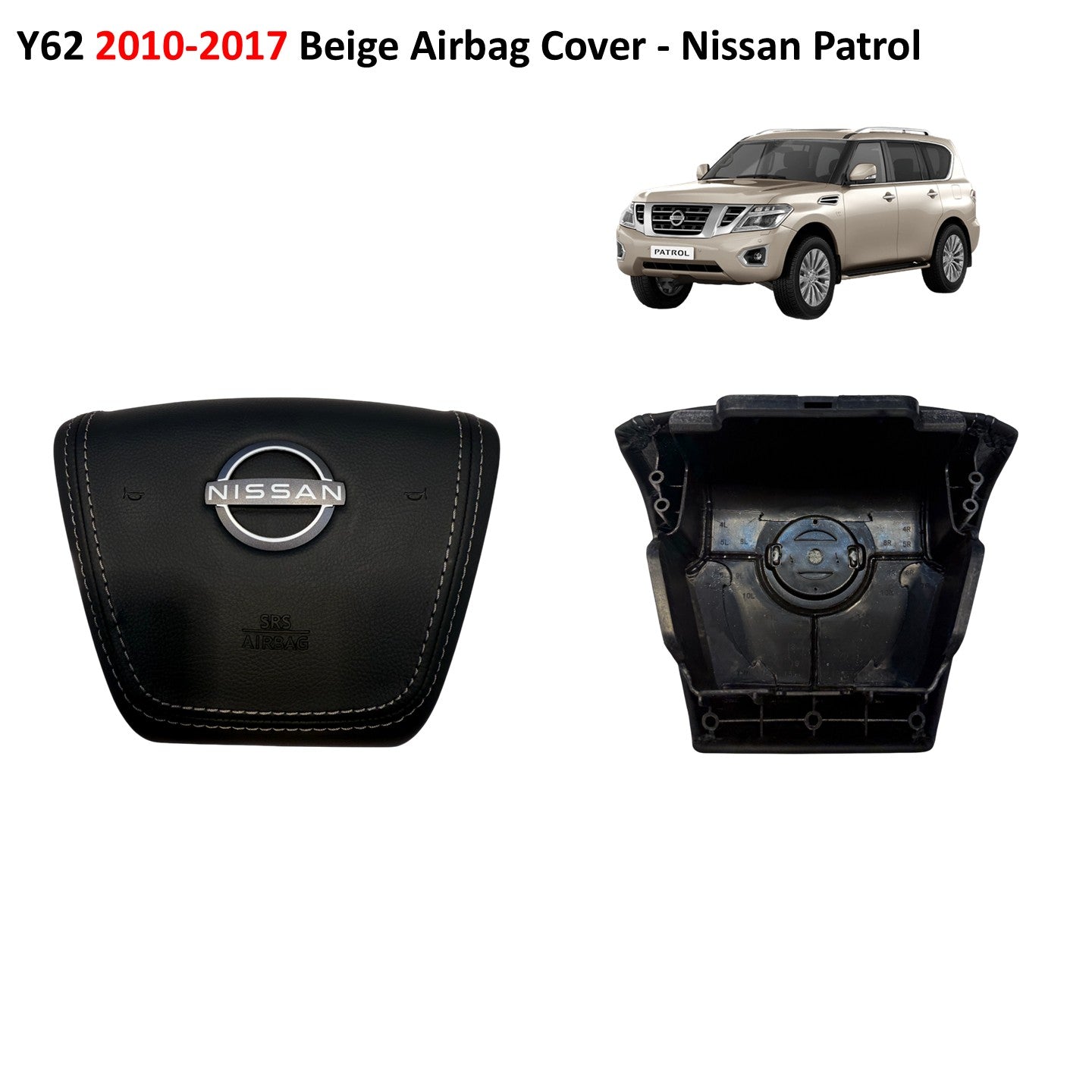 Y62 2010-2017 Black Airbag Cover - Nissan Patrol