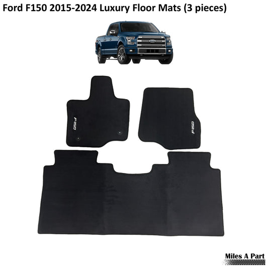 Ford F150 2015-2024 Luxury Black Floor Mats with Logo (3 pieces)