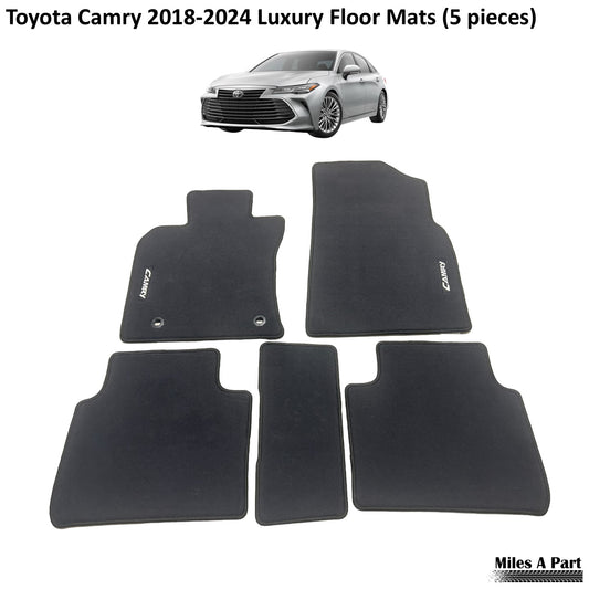 Toyota Camry 2018-2024 Luxury Black Floor Mats with Logo (5 pieces)