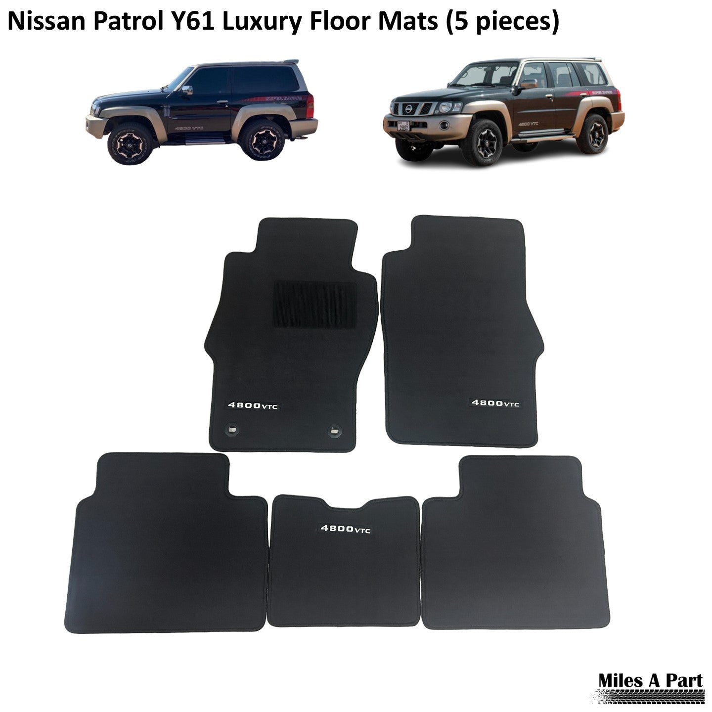 Nissan Patrol Y61 VTC GU Luxury Black Floor Mats with VTC 4800 Logo (5 pieces)