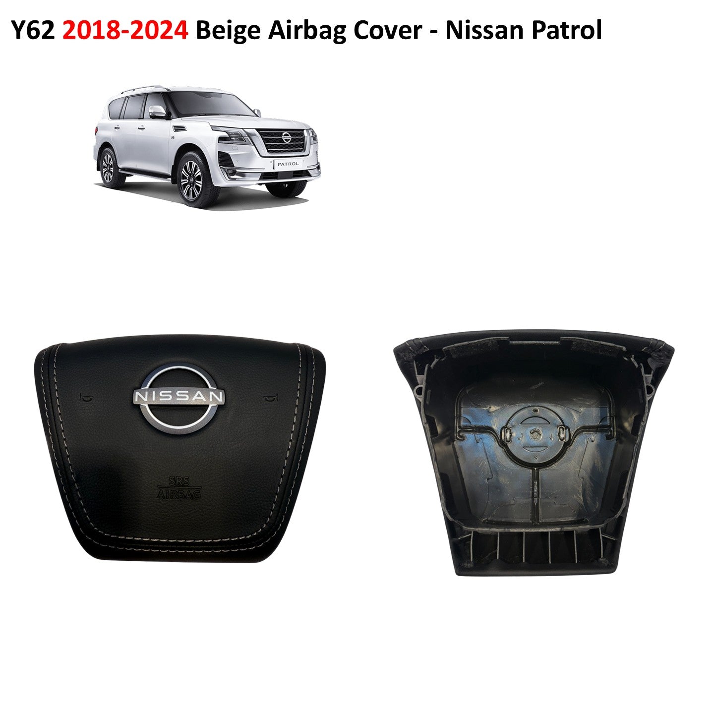Y62 2018-2024 Black Airbag Cover - Nissan Patrol