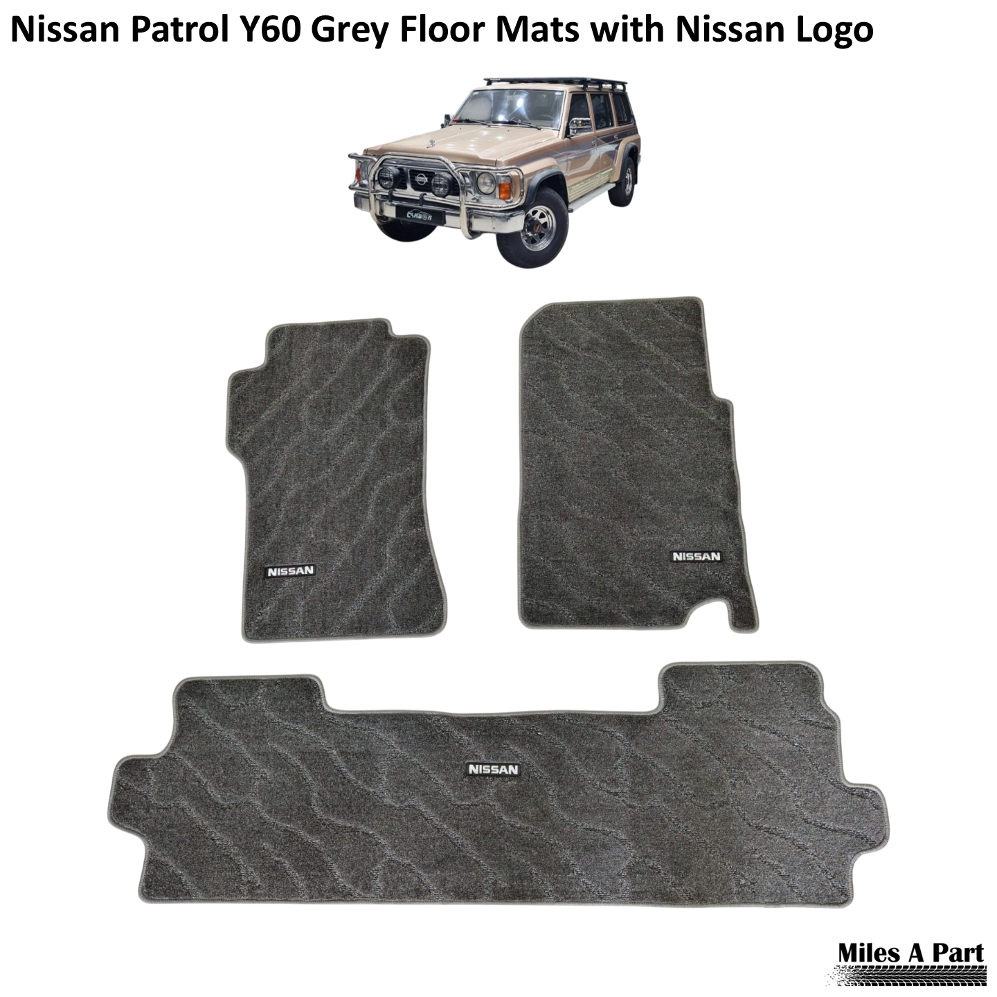Nissan Patrol Y60 Grey Floor Mats with Nissan Logo