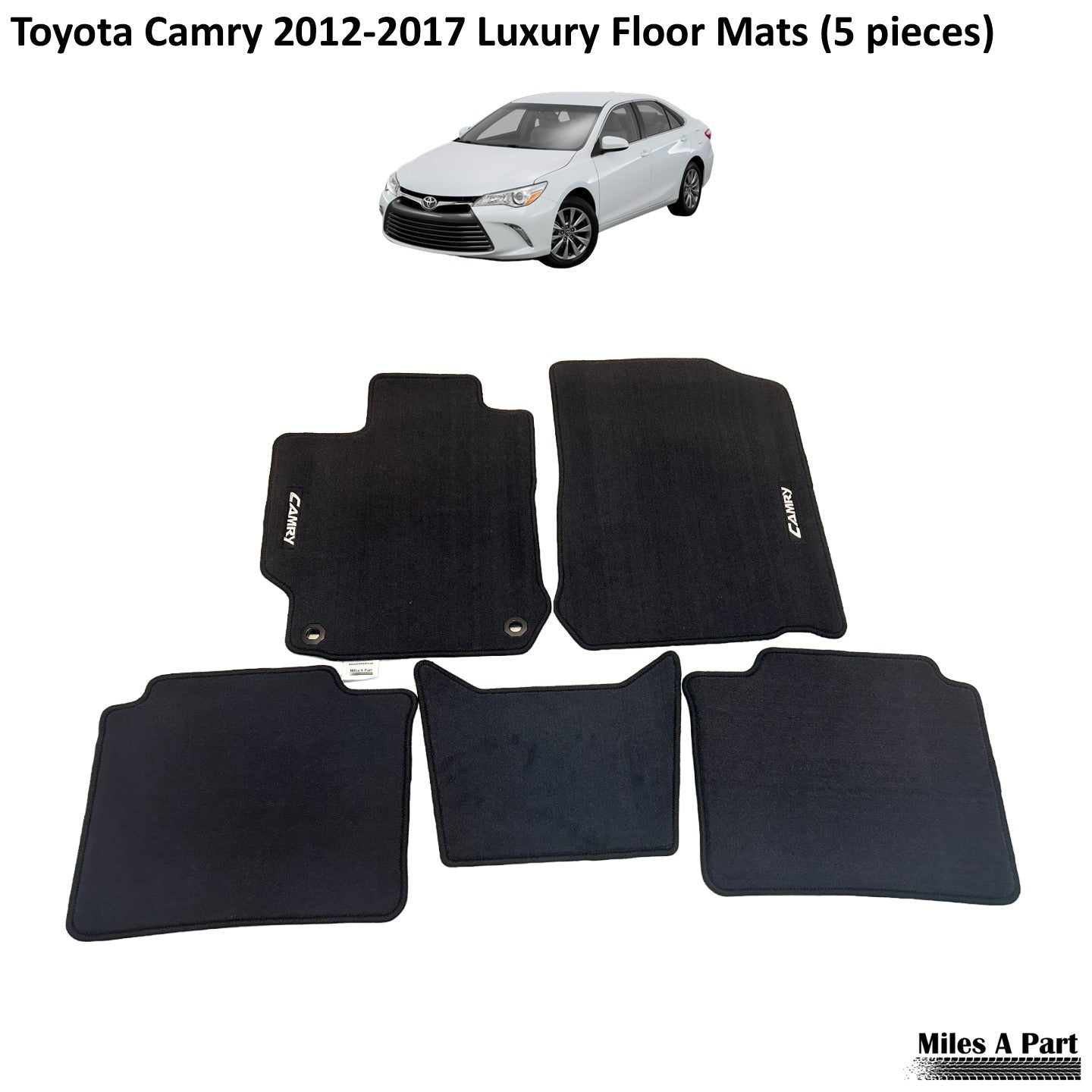 Toyota Camry 2012-2017 Luxury Black Floor Mats with Logo (5 pieces)