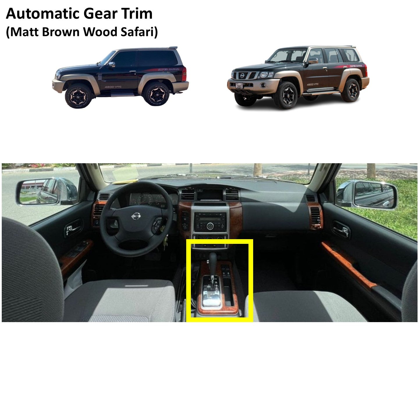Automatic Gear Trim (Matt Brown Wood Safari) Nissan Patrol Y61 VTC GU