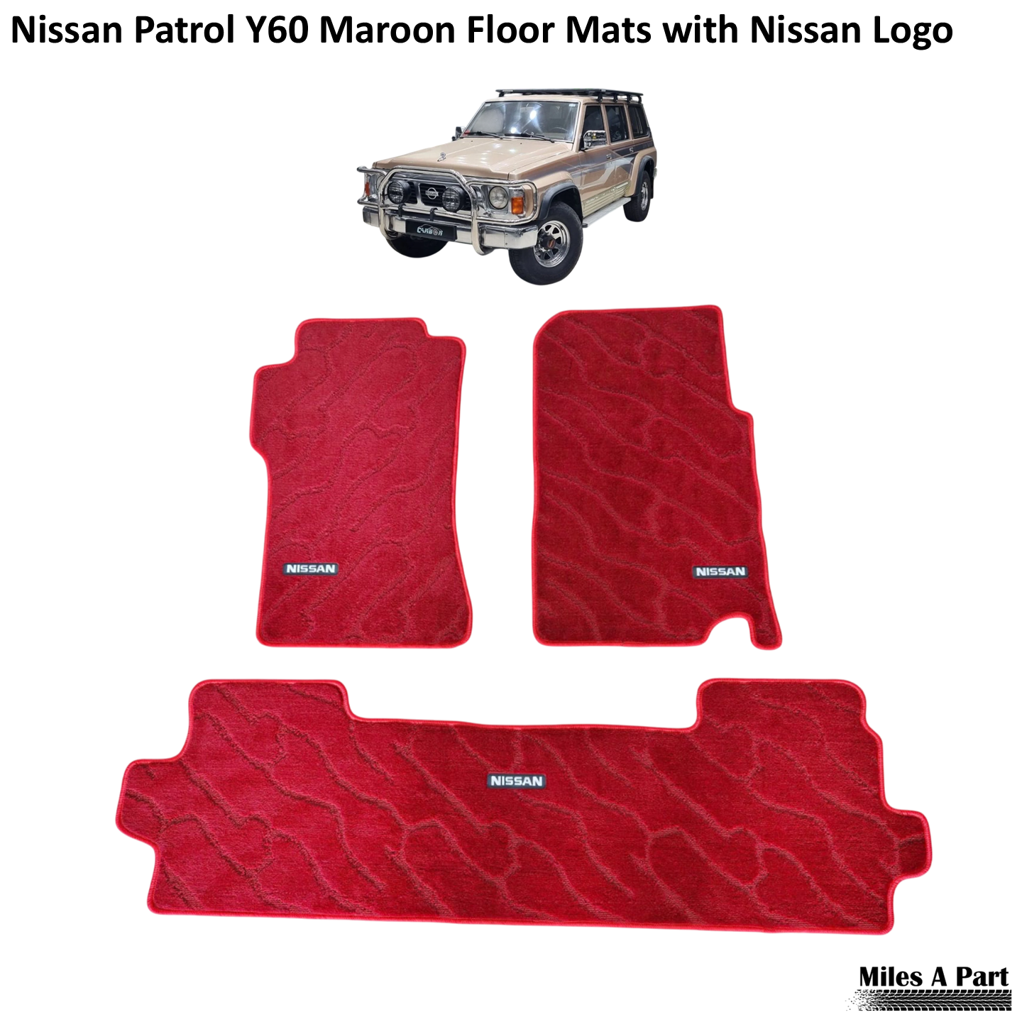 Nissan Patrol Y60 Maroon Floor Mats with Nissan Logo