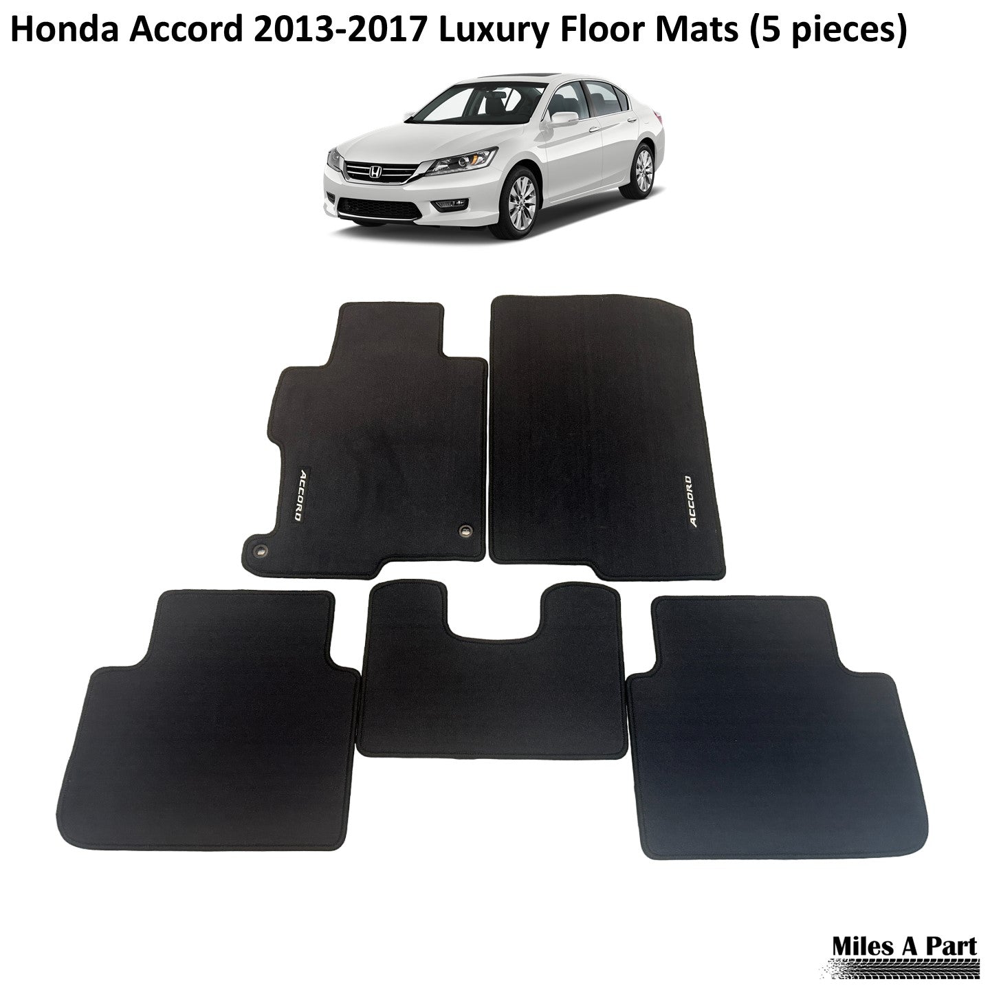 Honda Accord 2013-2017 Luxury Black Floor Mats with Logo (5 pieces)