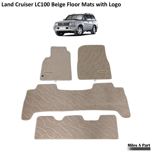 Toyota Land Cruiser LC100 Beige Floor Mats with Logo
