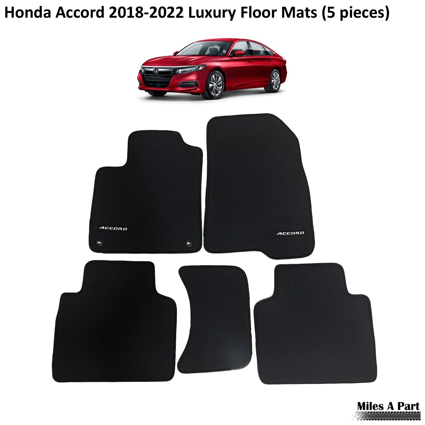 Honda Accord 2018-2022 Luxury Black Floor Mats with Logo (5 pieces)