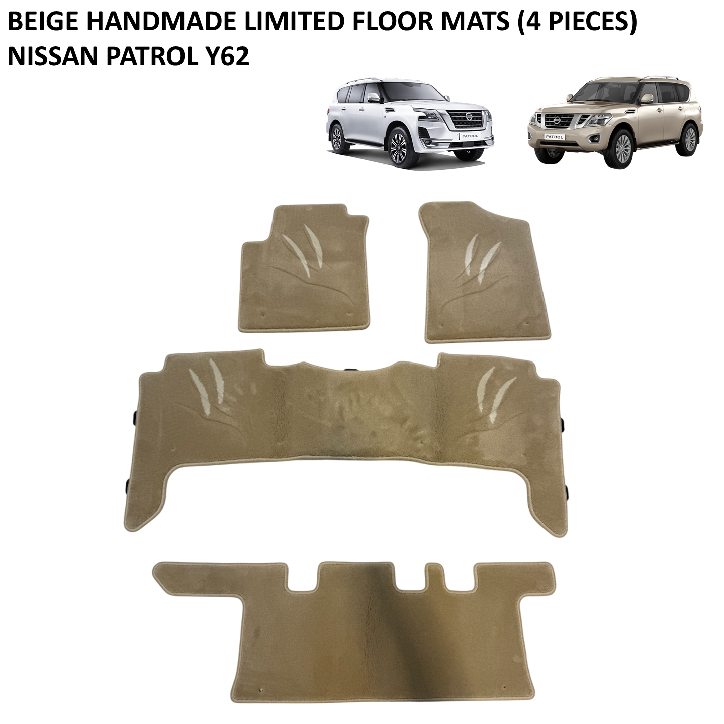 Y62 Beige Handmade Limited Floor Mats Nissan Patrol Y62 with Special Pattern (4 pieces)