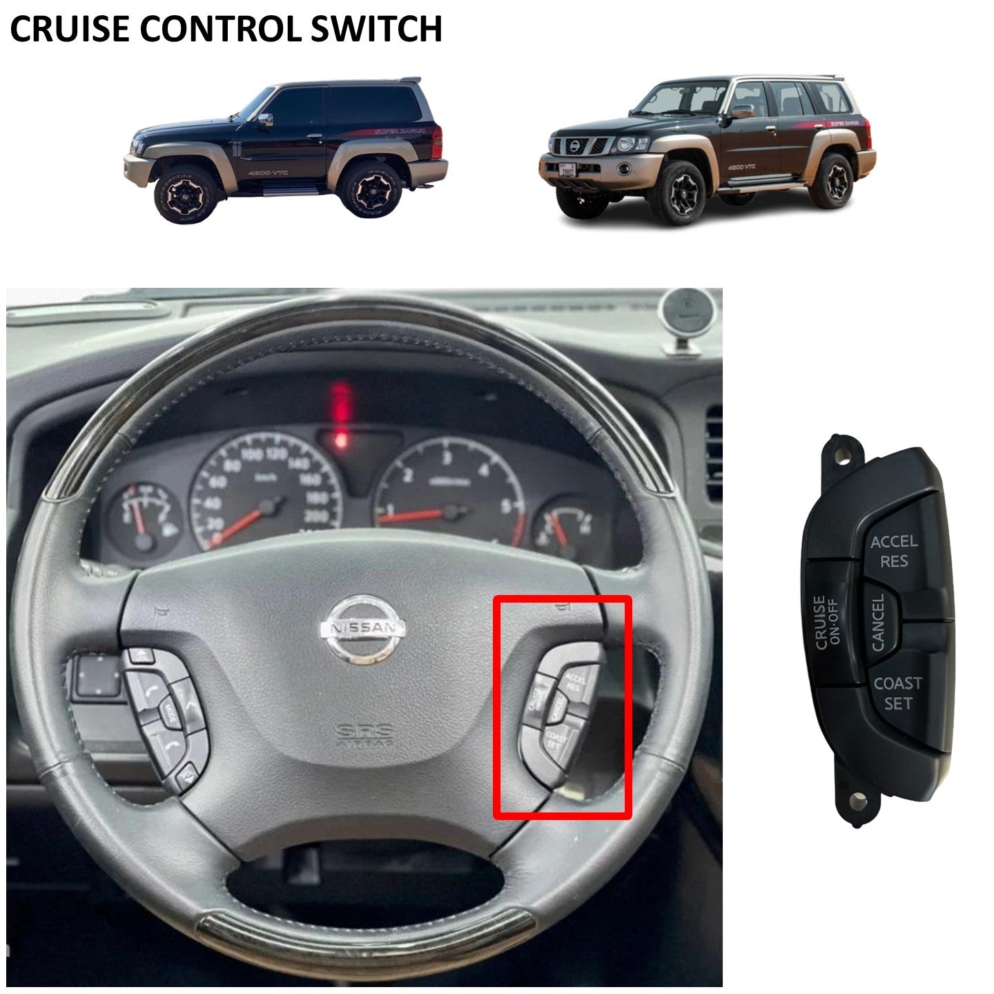 Steering Cruise Control Switch - Nissan Patrol Y61 VTC GU