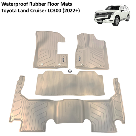 Waterproof Beige Rubber Floor Mats - Toyota Land Cruiser LC300