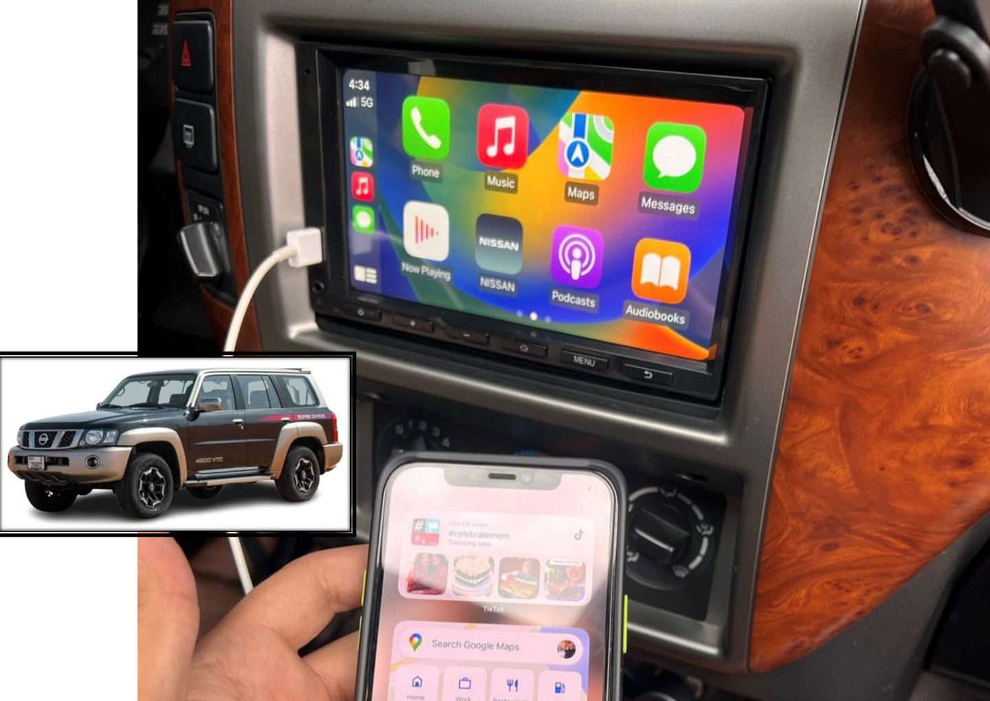 Safari Front Screen with Apple CarPlay Nissan Patrol Y61 VTC GU