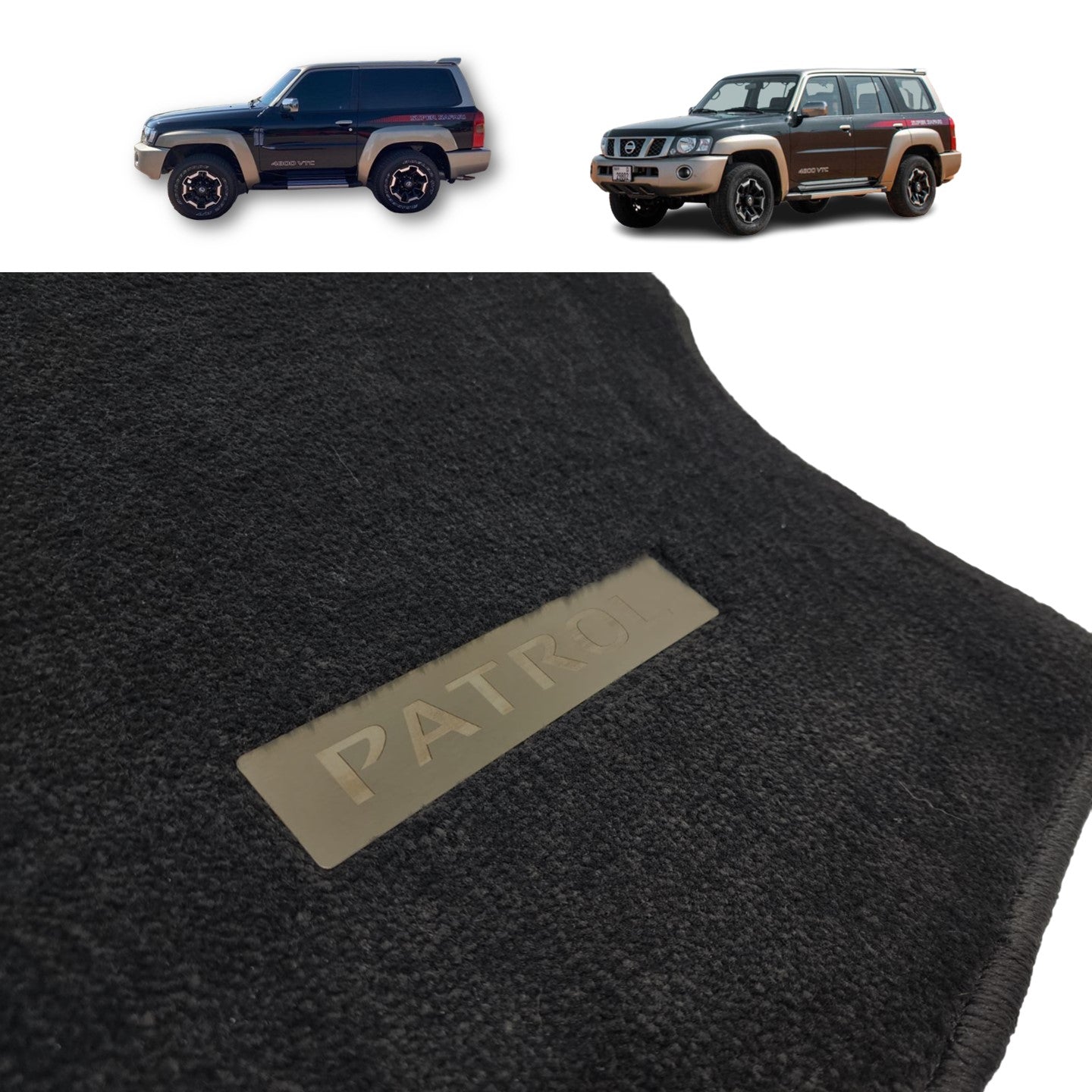 Nissan Patrol Y61 VTC GU Luxury Floor Mats with Metallic PATROL Emblem Badge