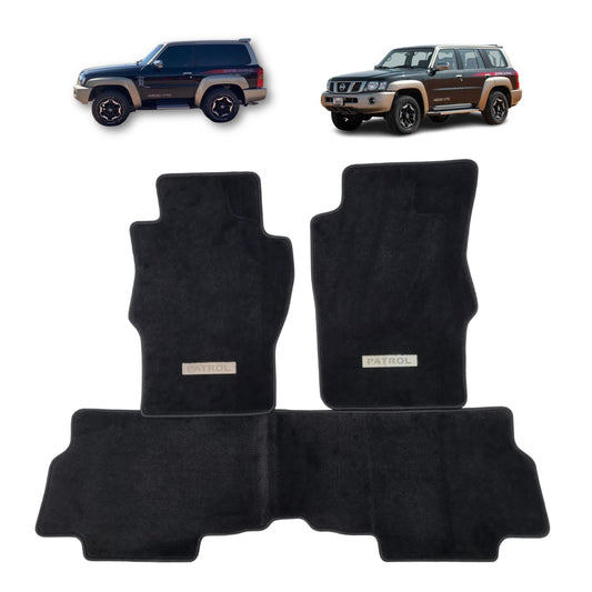 Nissan Patrol Y61 VTC GU Luxury Floor Mats with Metallic PATROL Emblem Badge