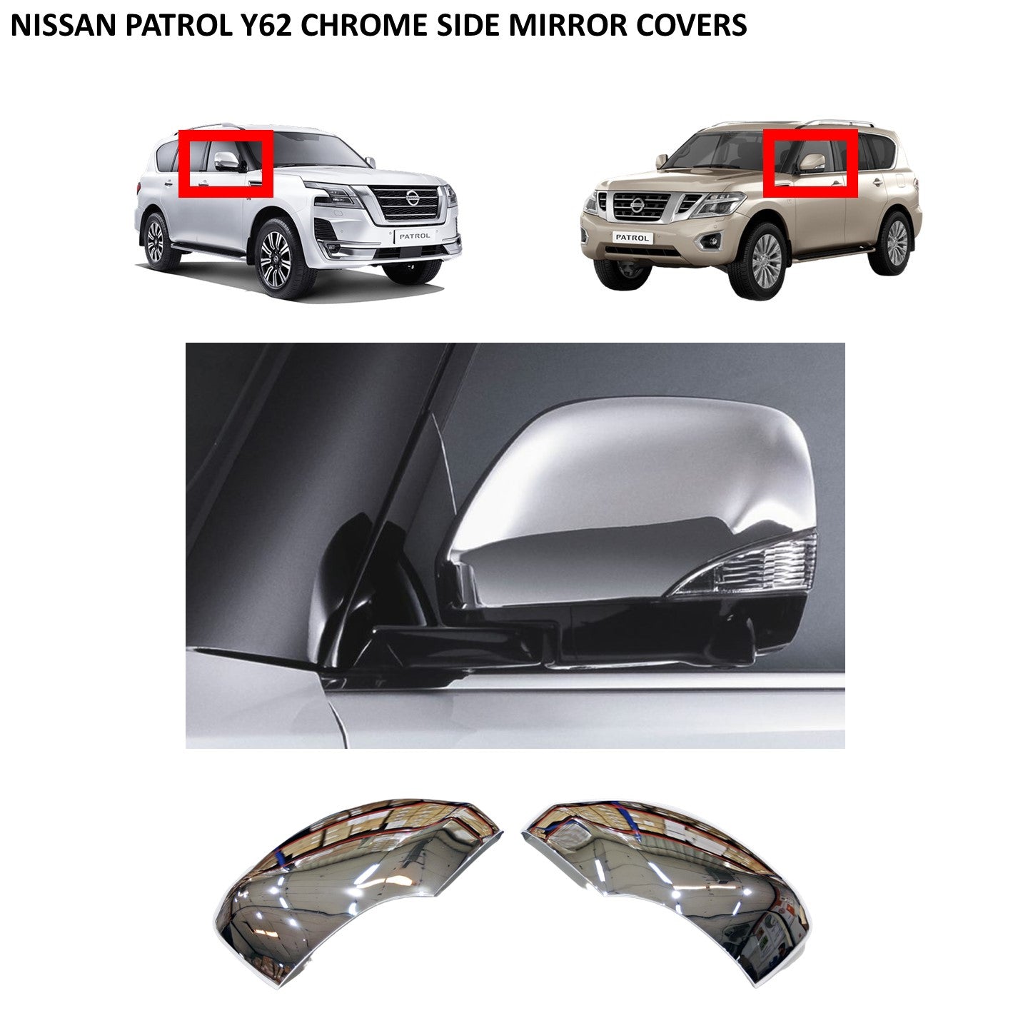 Chrome Side Mirror Covers Nissan Patrol Y62
