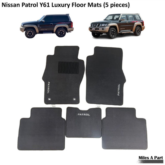 Nissan Patrol Y61 GU Luxury Black Floor Mats with PATROL Logo (5 pieces)