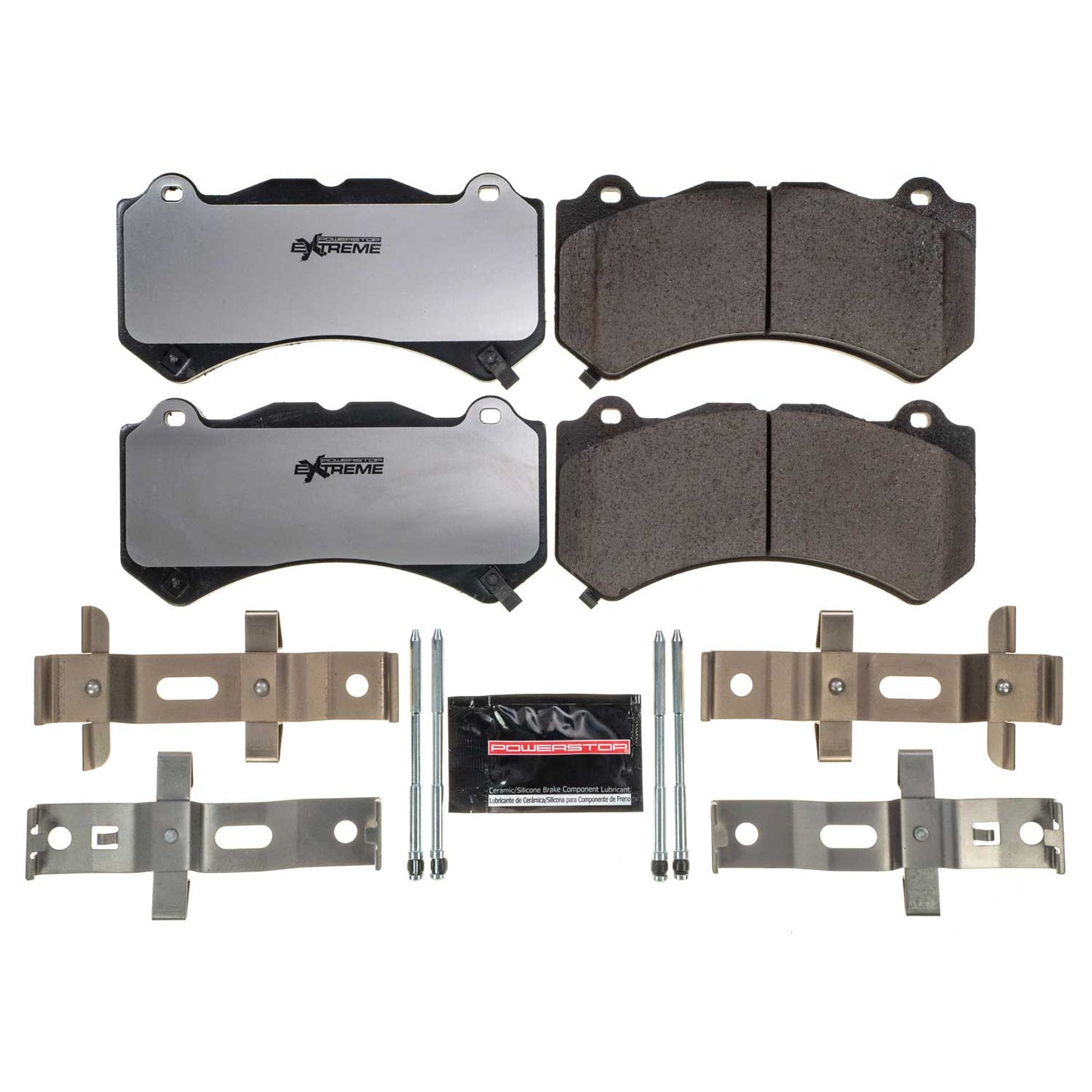 Cadillac Chevrolet Dodge Jeep - Front Carbon Ceramic Brake Pads by PowerStop Extreme Z26 (CTSV ATSV Camaro ZL1 Corvette C7 Z06 Dodge Charger Challenger Scat Pack SRT8 392 Hellcat Jeep Grand Cherokee) (Z26-1405)