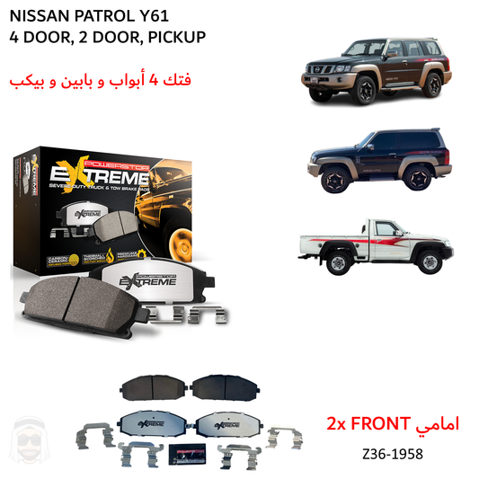 Nissan Patrol Y61 VTC - Front Carbon Ceramic Brake Pads by PowerStop Extreme Z36 (Z36-1958)