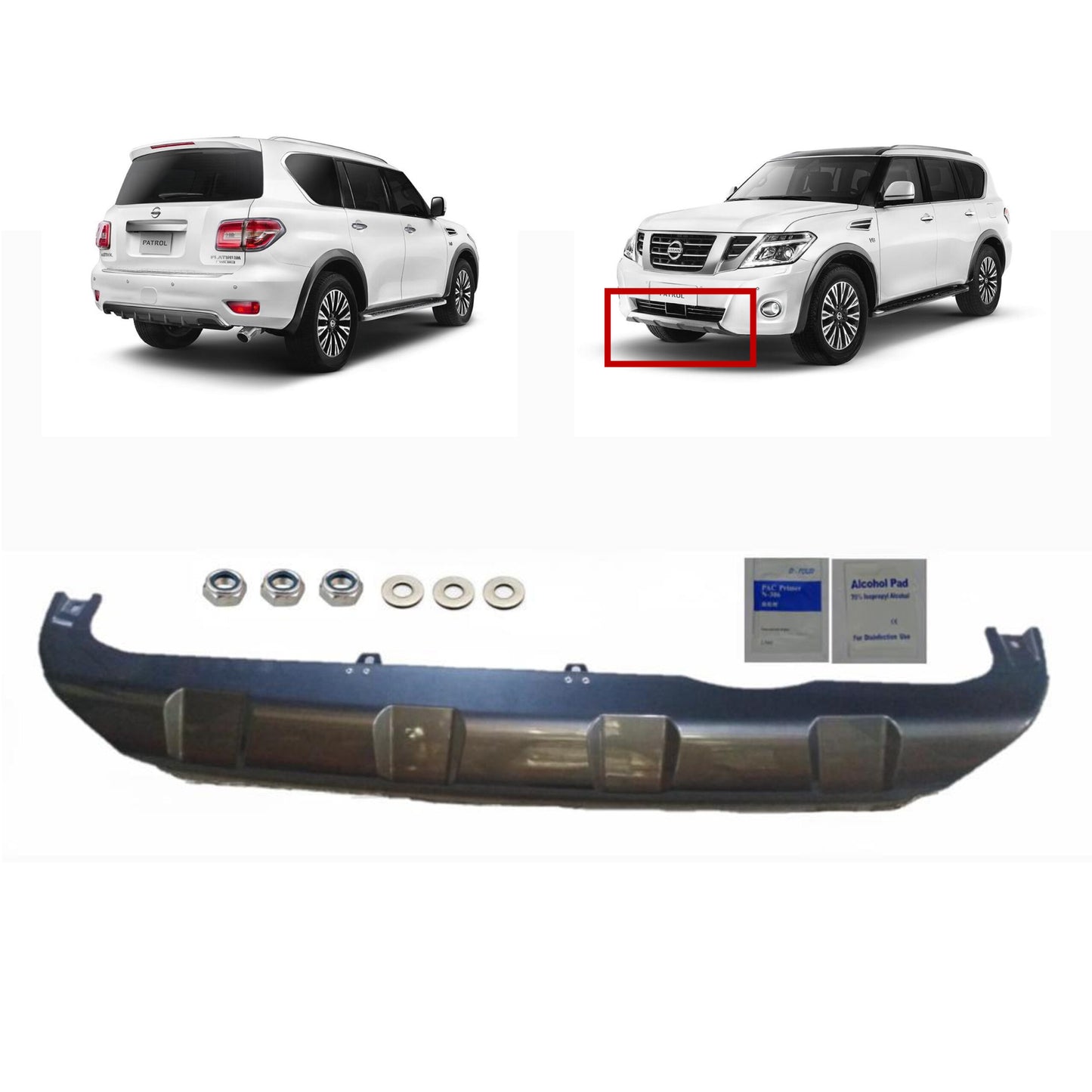 Front Grey Diffuser Bumper Guard Nissan Patrol Y62