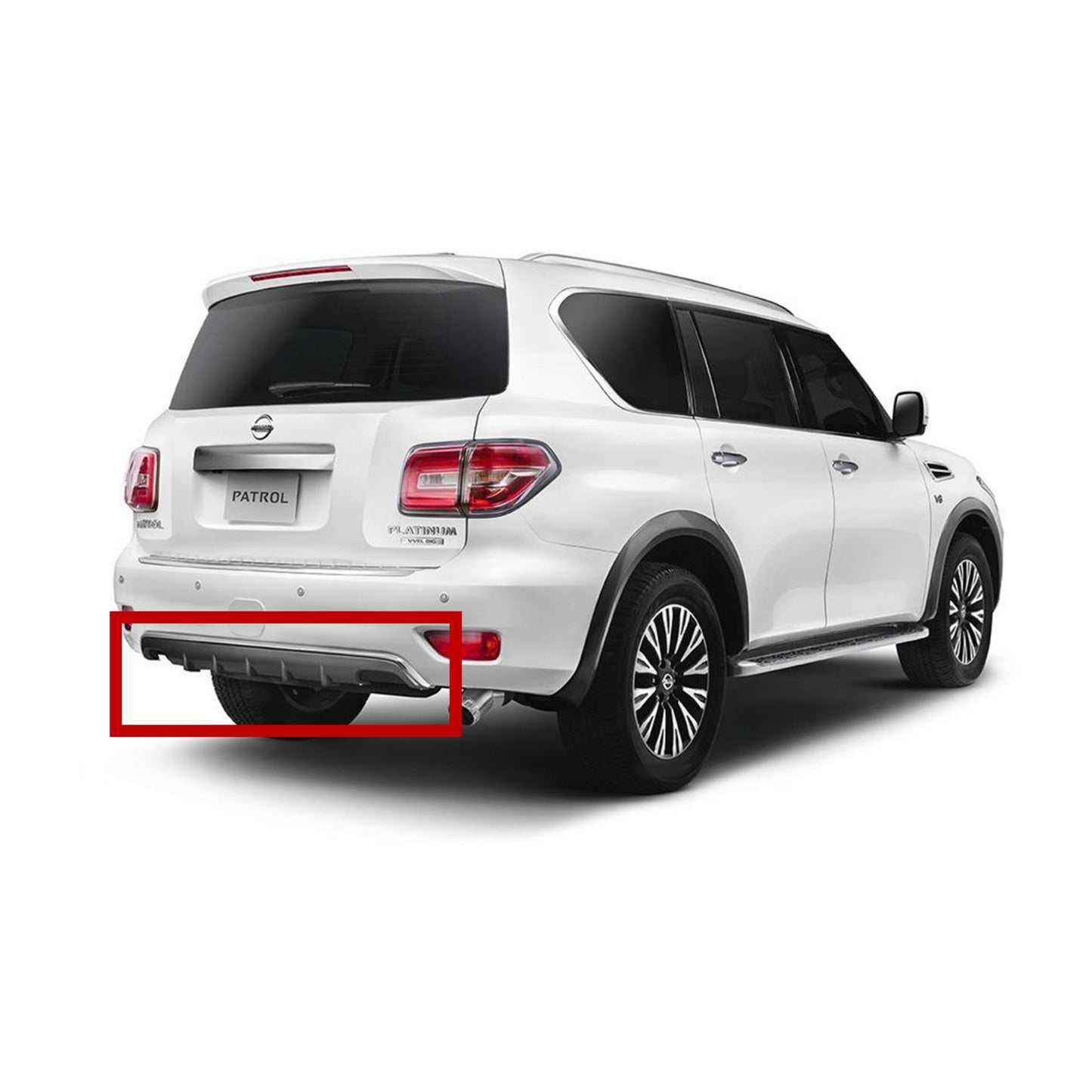 Rear Grey Diffuser Bumper Guard with Chrome Nissan Patrol Y62